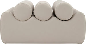 Meridian Furniture Rumble Vegan Leather Upholstered Bench with Bolster Pillows for Bedroom or Entryway Taupe 32 inches 22085Taupe