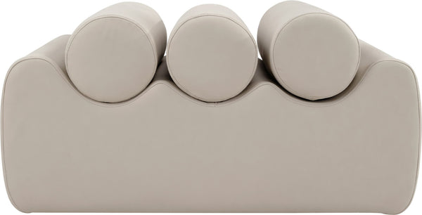 Meridian Furniture Rumble Vegan Leather Upholstered Bench with Bolster Pillows for Bedroom or Entryway Taupe 32 inches 22085Taupe