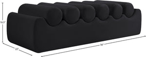 Meridian Furniture Rumble Vegan Leather Upholstered Bench with Bolster Pillows for Bedroom or Entryway Black 56 inches 22086Black