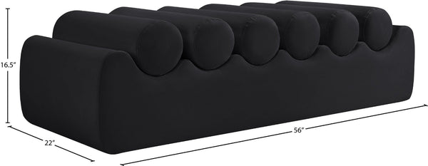 Meridian Furniture Rumble Vegan Leather Upholstered Bench with Bolster Pillows for Bedroom or Entryway Black 56 inches 22086Black