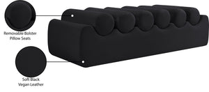 Meridian Furniture Rumble Vegan Leather Upholstered Bench with Bolster Pillows for Bedroom or Entryway Black 56 inches 22086Black