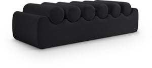 Meridian Furniture Rumble Vegan Leather Upholstered Bench with Bolster Pillows for Bedroom or Entryway Black 56 inches 22086Black