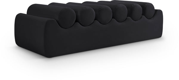 Meridian Furniture Rumble Vegan Leather Upholstered Bench with Bolster Pillows for Bedroom or Entryway Black 56 inches 22086Black