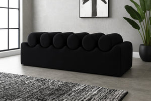 Meridian Furniture Rumble Vegan Leather Upholstered Bench with Bolster Pillows for Bedroom or Entryway Black 56 inches 22086Black