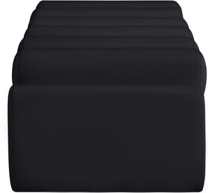 Meridian Furniture Rumble Vegan Leather Upholstered Bench with Bolster Pillows for Bedroom or Entryway Black 56 inches 22086Black