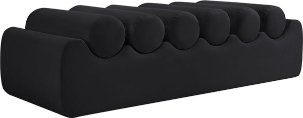 Meridian Furniture Rumble Vegan Leather Upholstered Bench with Bolster Pillows for Bedroom or Entryway Black 56 inches 22086Black