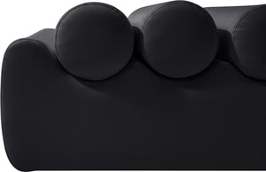 Meridian Furniture Rumble Vegan Leather Upholstered Bench with Bolster Pillows for Bedroom or Entryway Black 56 inches 22086Black