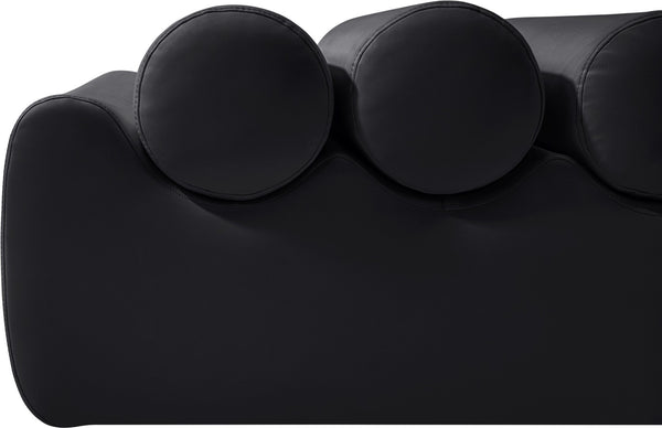 Meridian Furniture Rumble Vegan Leather Upholstered Bench with Bolster Pillows for Bedroom or Entryway Black 56 inches 22086Black