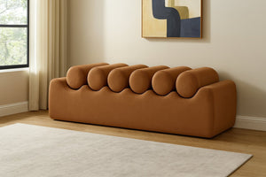 Meridian Furniture Rumble Vegan Leather Upholstered Bench with Bolster Pillows for Bedroom or Entryway Brown 56 inches 22086Brown
