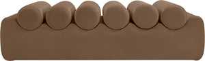 Meridian Furniture Rumble Vegan Leather Upholstered Bench with Bolster Pillows for Bedroom or Entryway Brown 56 inches 22086Brown