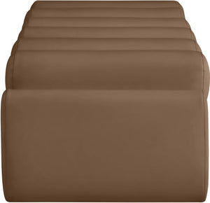 Meridian Furniture Rumble Vegan Leather Upholstered Bench with Bolster Pillows for Bedroom or Entryway Brown 56 inches 22086Brown
