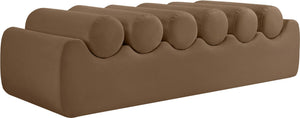Meridian Furniture Rumble Vegan Leather Upholstered Bench with Bolster Pillows for Bedroom or Entryway Brown 56 inches 22086Brown