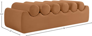 Meridian Furniture Rumble Vegan Leather Upholstered Bench with Bolster Pillows for Bedroom or Entryway Cognac 56 inches 22086Cognac