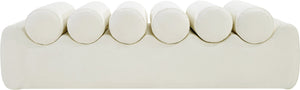 Meridian Furniture Rumble Vegan Leather Upholstered Bench with Bolster Pillows for Bedroom or Entryway Cream 56 inches 22086Cream