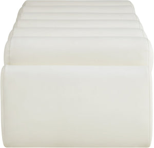 Meridian Furniture Rumble Vegan Leather Upholstered Bench with Bolster Pillows for Bedroom or Entryway Cream 56 inches 22086Cream