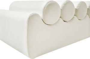 Meridian Furniture Rumble Vegan Leather Upholstered Bench with Bolster Pillows for Bedroom or Entryway Cream 56 inches 22086Cream