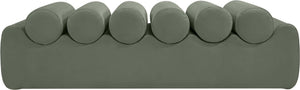 Meridian Furniture Rumble Vegan Leather Upholstered Bench with Bolster Pillows for Bedroom or Entryway Green 56 inches 22086Green
