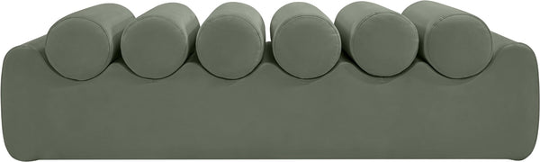 Meridian Furniture Rumble Vegan Leather Upholstered Bench with Bolster Pillows for Bedroom or Entryway Green 56 inches 22086Green