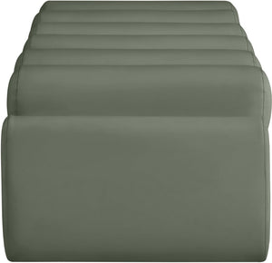 Meridian Furniture Rumble Vegan Leather Upholstered Bench with Bolster Pillows for Bedroom or Entryway Green 56 inches 22086Green