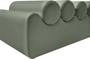 Meridian Furniture Rumble Vegan Leather Upholstered Bench with Bolster Pillows for Bedroom or Entryway Green 56 inches 22086Green