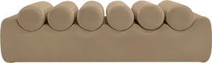 Meridian Furniture Rumble Vegan Leather Upholstered Bench with Bolster Pillows for Bedroom or Entryway Tan 56 inches 22086Tan