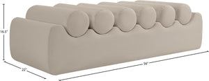 Meridian Furniture Rumble Vegan Leather Upholstered Bench with Bolster Pillows for Bedroom or Entryway Taupe 56 inches 22086Taupe
