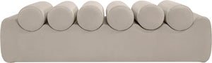 Meridian Furniture Rumble Vegan Leather Upholstered Bench with Bolster Pillows for Bedroom or Entryway Taupe 56 inches 22086Taupe