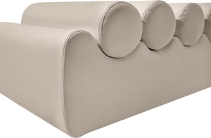 Meridian Furniture Rumble Vegan Leather Upholstered Bench with Bolster Pillows for Bedroom or Entryway Taupe 56 inches 22086Taupe