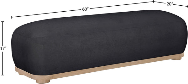 Meridian Furniture Calum Mid-century Chenille Upholstered Bench with Tapered Wood Legs for Bedroom Entryway Black Style 1 22087Black