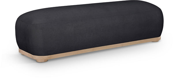 Meridian Furniture Calum Mid-century Chenille Upholstered Bench with Tapered Wood Legs for Bedroom Entryway Black Style 1 22087Black