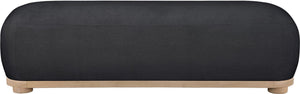 Meridian Furniture Calum Mid-century Chenille Upholstered Bench with Tapered Wood Legs for Bedroom Entryway Black Style 1 22087Black