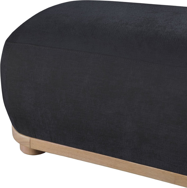 Meridian Furniture Calum Mid-century Chenille Upholstered Bench with Tapered Wood Legs for Bedroom Entryway Black Style 1 22087Black