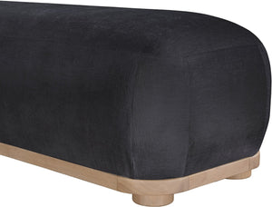 Meridian Furniture Calum Mid-century Chenille Upholstered Bench with Tapered Wood Legs for Bedroom Entryway Black Style 1 22087Black