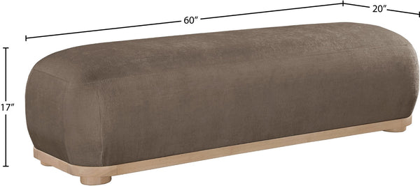 Meridian Furniture Calum Mid-century Chenille Upholstered Bench with Tapered Wood Legs for Bedroom Entryway Brown Style 1 22087Brown