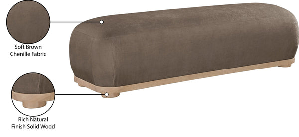 Meridian Furniture Calum Mid-century Chenille Upholstered Bench with Tapered Wood Legs for Bedroom Entryway Brown Style 1 22087Brown