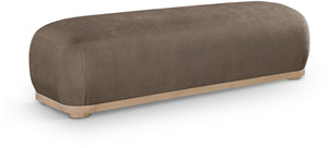Meridian Furniture Calum Mid-century Chenille Upholstered Bench with Tapered Wood Legs for Bedroom Entryway Brown Style 1 22087Brown