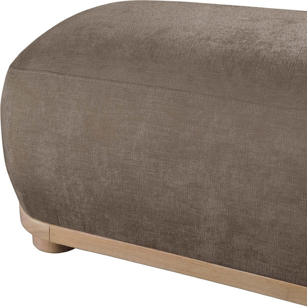 Meridian Furniture Calum Mid-century Chenille Upholstered Bench with Tapered Wood Legs for Bedroom Entryway Brown Style 1 22087Brown