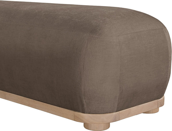 Meridian Furniture Calum Mid-century Chenille Upholstered Bench with Tapered Wood Legs for Bedroom Entryway Brown Style 1 22087Brown