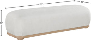 Meridian Furniture Calum Mid-century Chenille Upholstered Bench with Tapered Wood Legs for Bedroom Entryway Cream Style 1 22087Cream