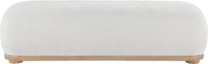 Meridian Furniture Calum Mid-century Chenille Upholstered Bench with Tapered Wood Legs for Bedroom Entryway Cream Style 1 22087Cream