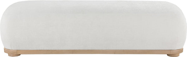 Meridian Furniture Calum Mid-century Chenille Upholstered Bench with Tapered Wood Legs for Bedroom Entryway Cream Style 1 22087Cream