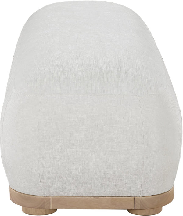 Meridian Furniture Calum Mid-century Chenille Upholstered Bench with Tapered Wood Legs for Bedroom Entryway Cream Style 1 22087Cream