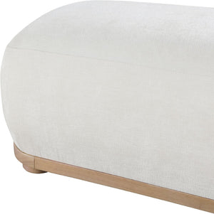 Meridian Furniture Calum Mid-century Chenille Upholstered Bench with Tapered Wood Legs for Bedroom Entryway Cream Style 1 22087Cream