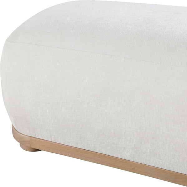 Meridian Furniture Calum Mid-century Chenille Upholstered Bench with Tapered Wood Legs for Bedroom Entryway Cream Style 1 22087Cream