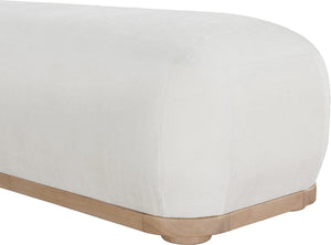 Meridian Furniture Calum Mid-century Chenille Upholstered Bench with Tapered Wood Legs for Bedroom Entryway Cream Style 1 22087Cream