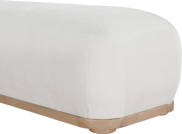 Meridian Furniture Calum Mid-century Chenille Upholstered Bench with Tapered Wood Legs for Bedroom Entryway Cream Style 1 22087Cream