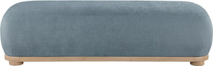 Meridian Furniture Calum Mid-century Chenille Upholstered Bench with Tapered Wood Legs for Bedroom Entryway Light Blue Style 1 22087LtBlu