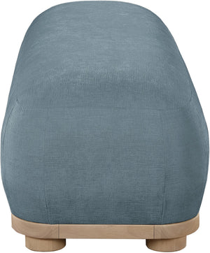 Meridian Furniture Calum Mid-century Chenille Upholstered Bench with Tapered Wood Legs for Bedroom Entryway Light Blue Style 1 22087LtBlu