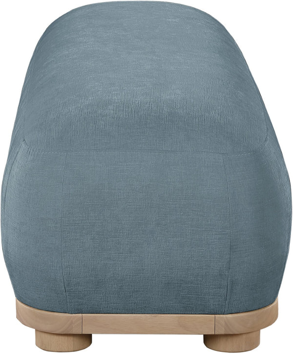 Meridian Furniture Calum Mid-century Chenille Upholstered Bench with Tapered Wood Legs for Bedroom Entryway Light Blue Style 1 22087LtBlu