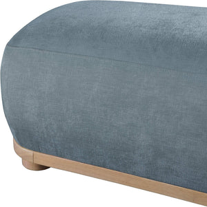 Meridian Furniture Calum Mid-century Chenille Upholstered Bench with Tapered Wood Legs for Bedroom Entryway Light Blue Style 1 22087LtBlu